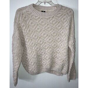 Moon & Madison Women Cream Sweater Size M Long Sleeve Boho Minimalist Cozy Fall